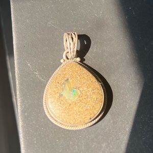 Australian Large Boulder Opal Pendant Set in 925 Sterling Silver ($195)